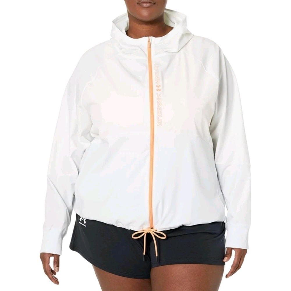 Under Armour Stretch Woven Athletic Jacket White & Gray Mist Plus 1X NWT